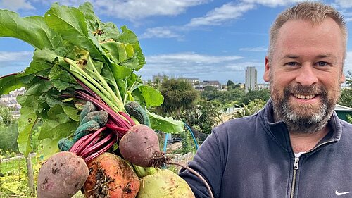 Stuart at the allotment 