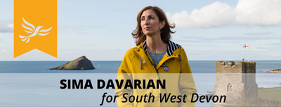 Image courtesy of Sorcha Holloway 2019 Photo of Sima Davarian on Plymouth sea front, Mew Stone in background